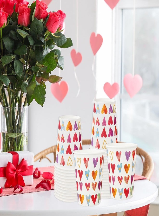 JarThenaAMCS أكواب ورقية من JarThenaAMCS، ١٠٠ قطعة، لعيد الحب، مزينة بقلوب مائية، أكواب شاي وشوكولاتة وكاكاو، أكواب ملونة للاستخدام مرة واحدة سعة ٩ أونصات، مثالية لحفلات الزفاف والذكرى السنوية وحفلات توديع العزوبية. - Image 5